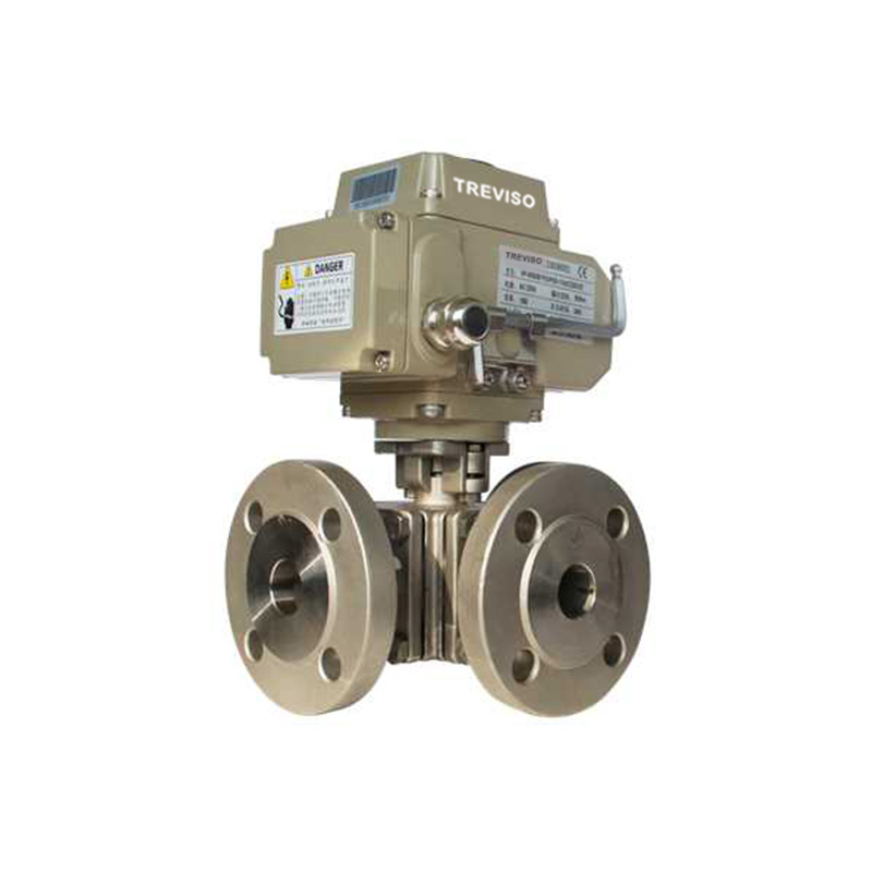 Electric three-way flange ball valve
