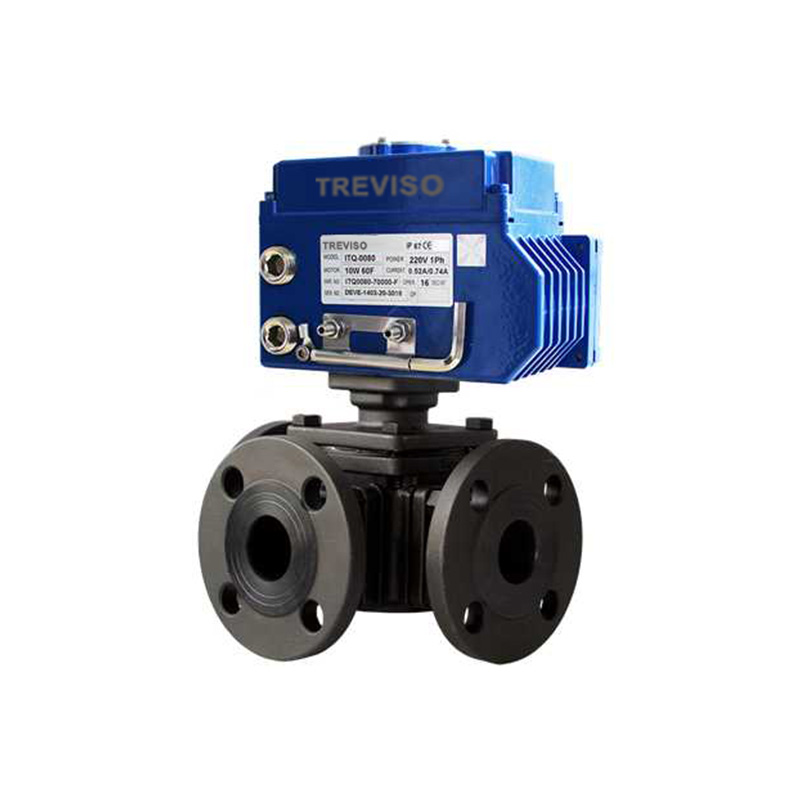  Electric three-way flange ball valve 2