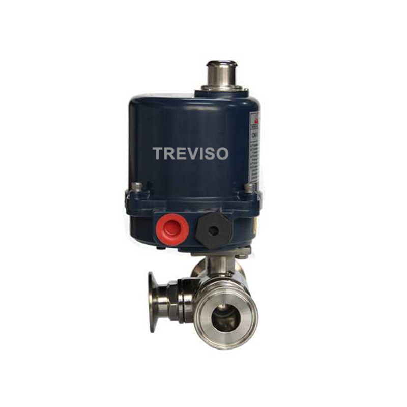 Electric three-way clamp ball valve