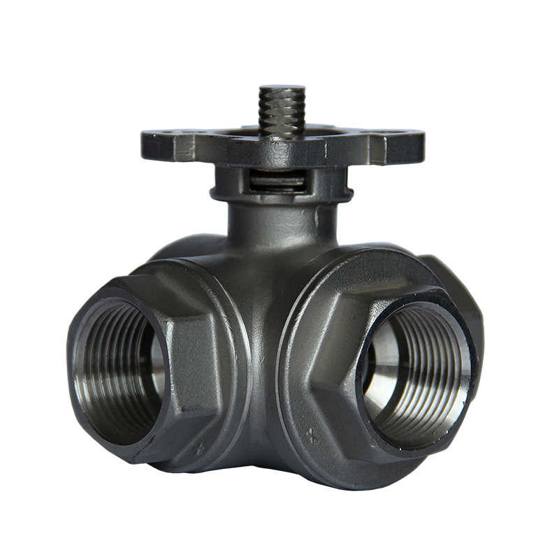 Threaded three-way ball valve