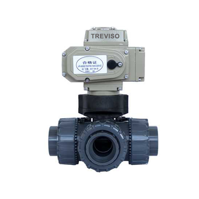 Electric three-way PVC ball valve