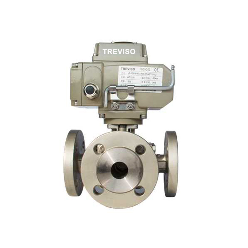 Electric three-way flange ball valve