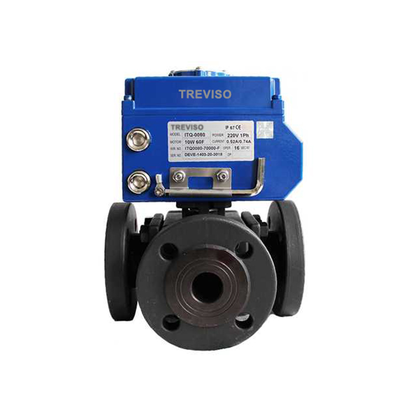  Electric three-way flange ball valve 2