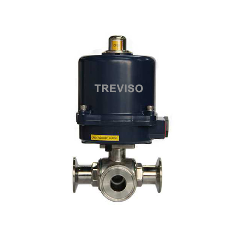 Electric three-way clamp ball valve