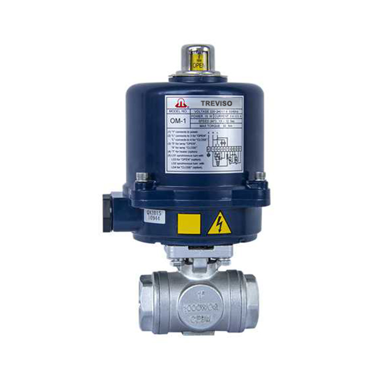 Electric three-way threaded ball valve