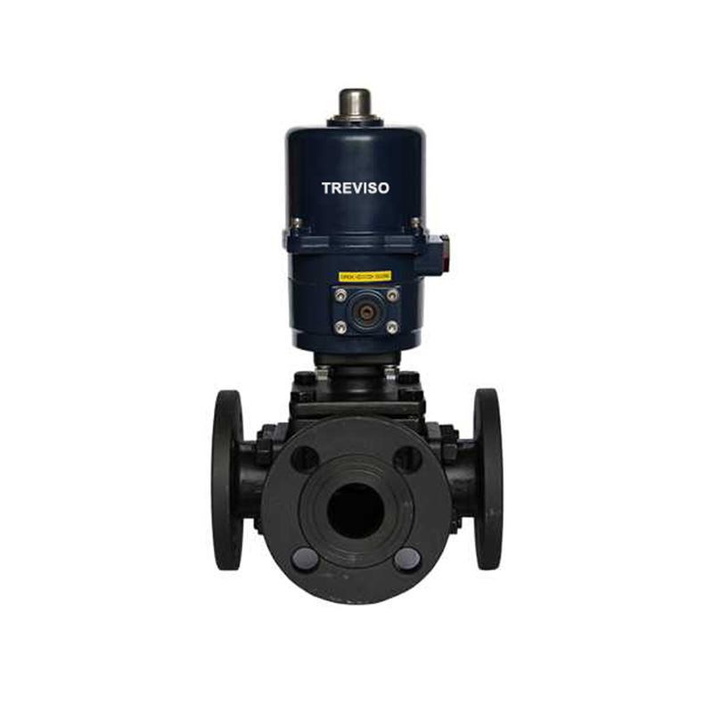 Electric three-way carbon steel ball valve