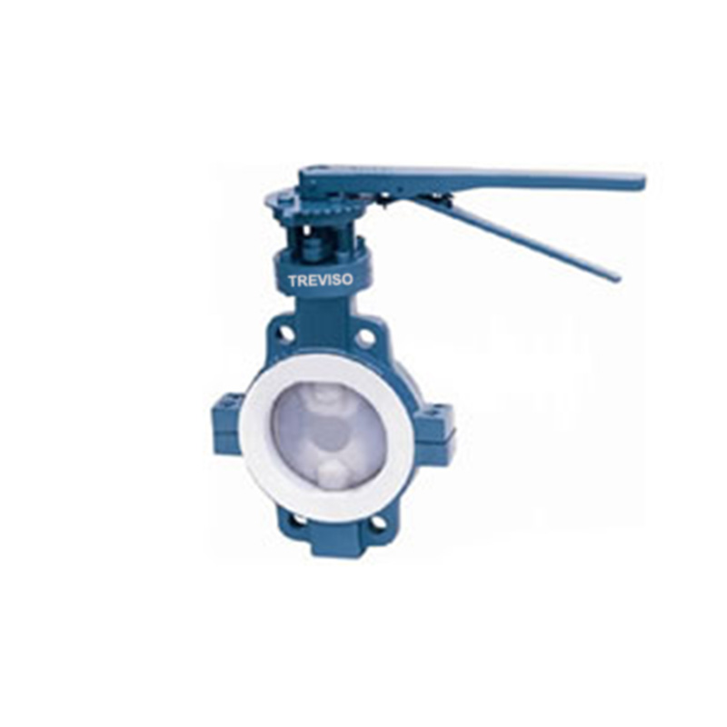 Manual wafer type fluorine lined butterfly valve
