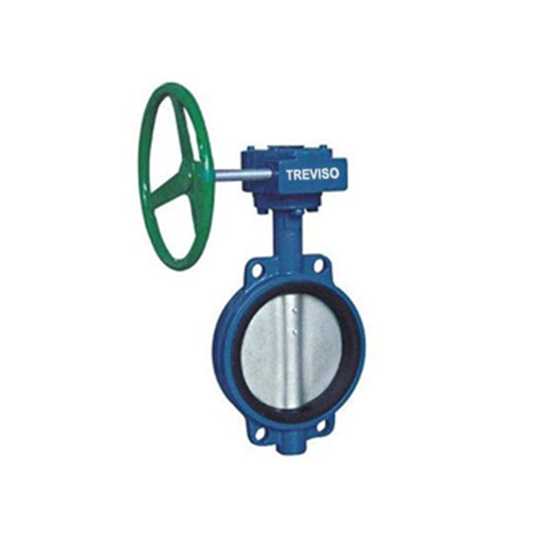 Worm gear wafer type soft seal butterfly valve