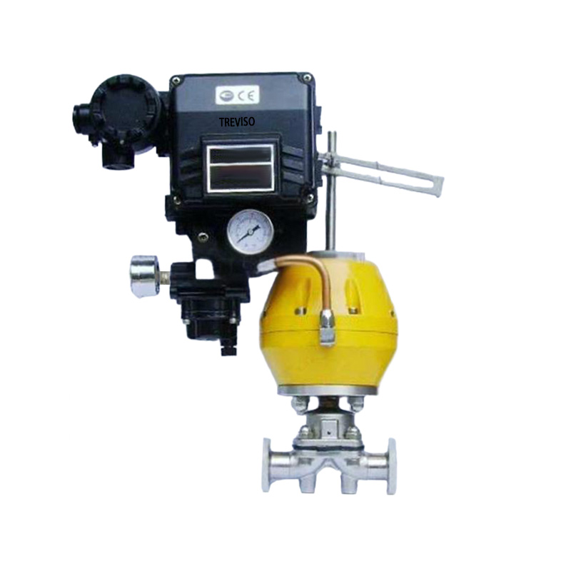 Pneumatic sanitary diaphragm valve with positioner