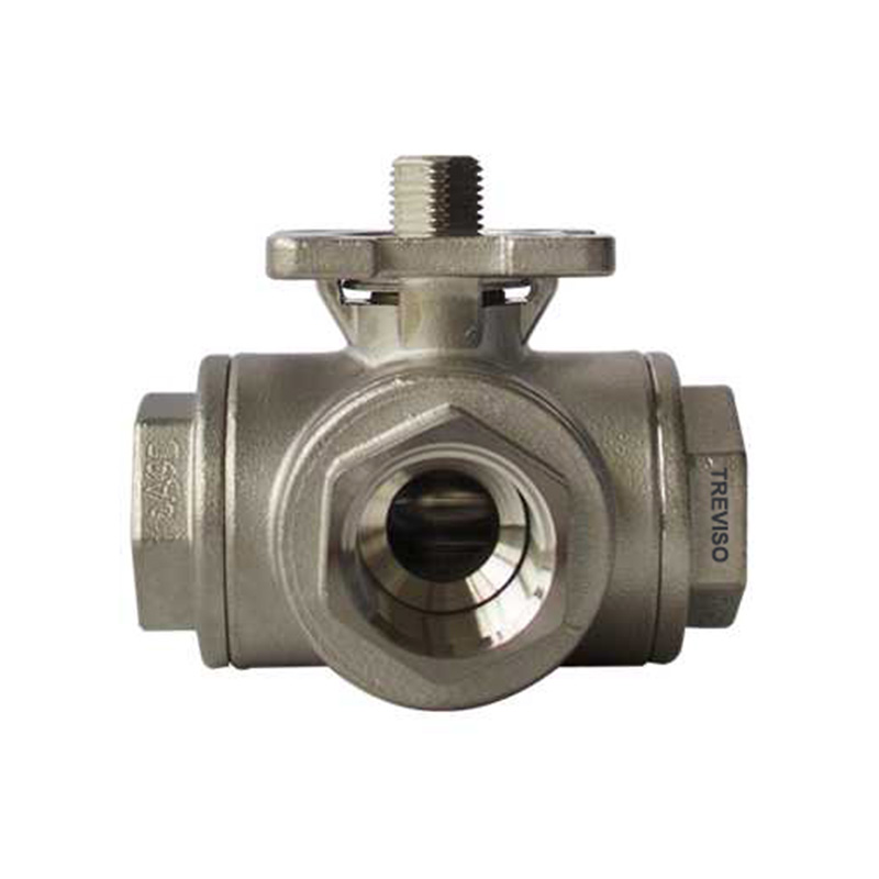 Threaded three-way ball valve